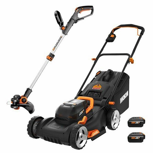 Worx Wg911 Power Share 40v Lawn Mower And 20v Grass Trimmer (wg743 And  Wg163) : Target