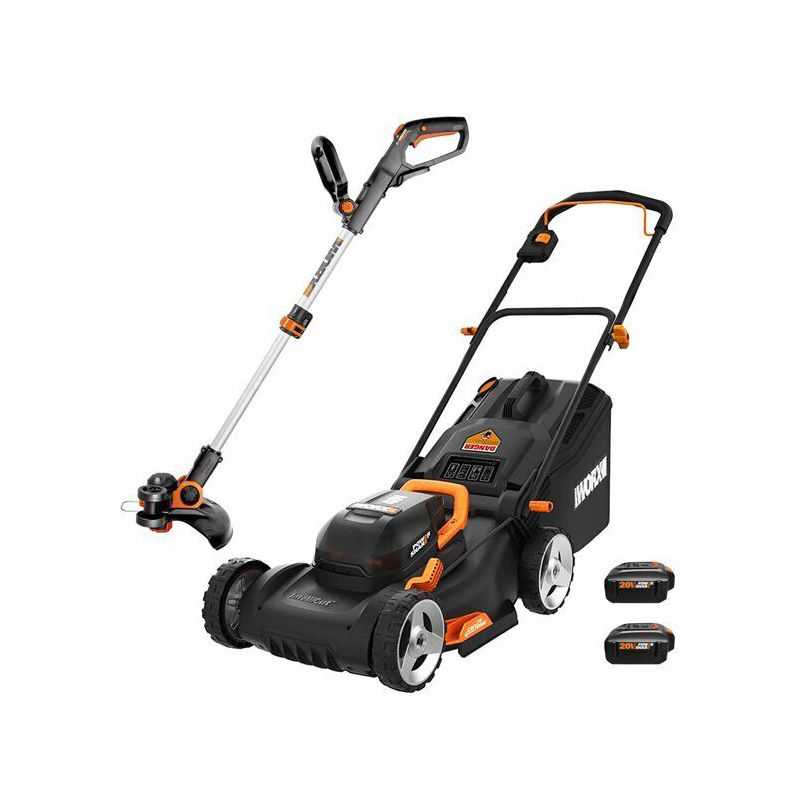 Worx WG911 Power Share 40V Lawn Mower and 20V Grass Trimmer (WG743 and WG163), 1 of 9