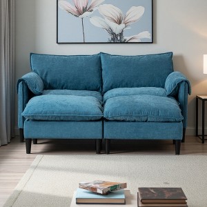 Convertible 2-Seater Sectional Sofa with Storage Footstools - 1 of 4
