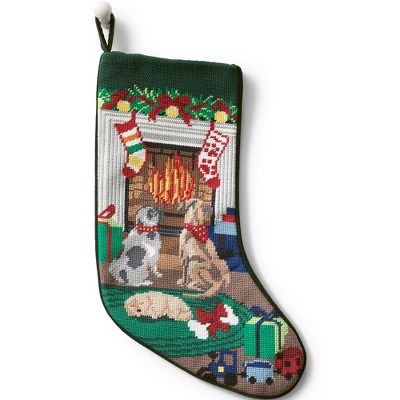 Lands' End Needlepoint  Christmas Stocking