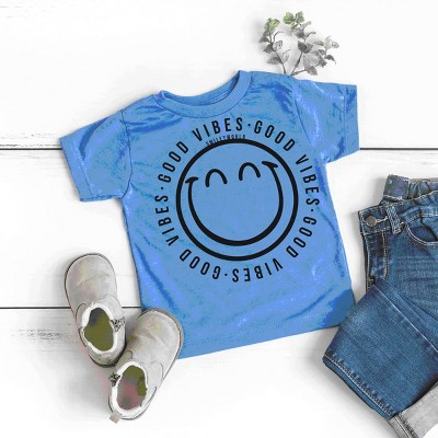 The Juniper Shop SmileyWorld Good Vibes Outline Toddler Short Sleeve Tee