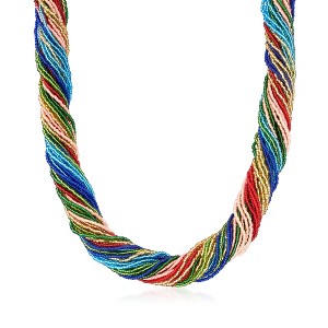 Ross-Simons Italian Multicolored Murano Glass Bead Torsade Necklace With 18kt Gold Over Sterling - 1 of 4