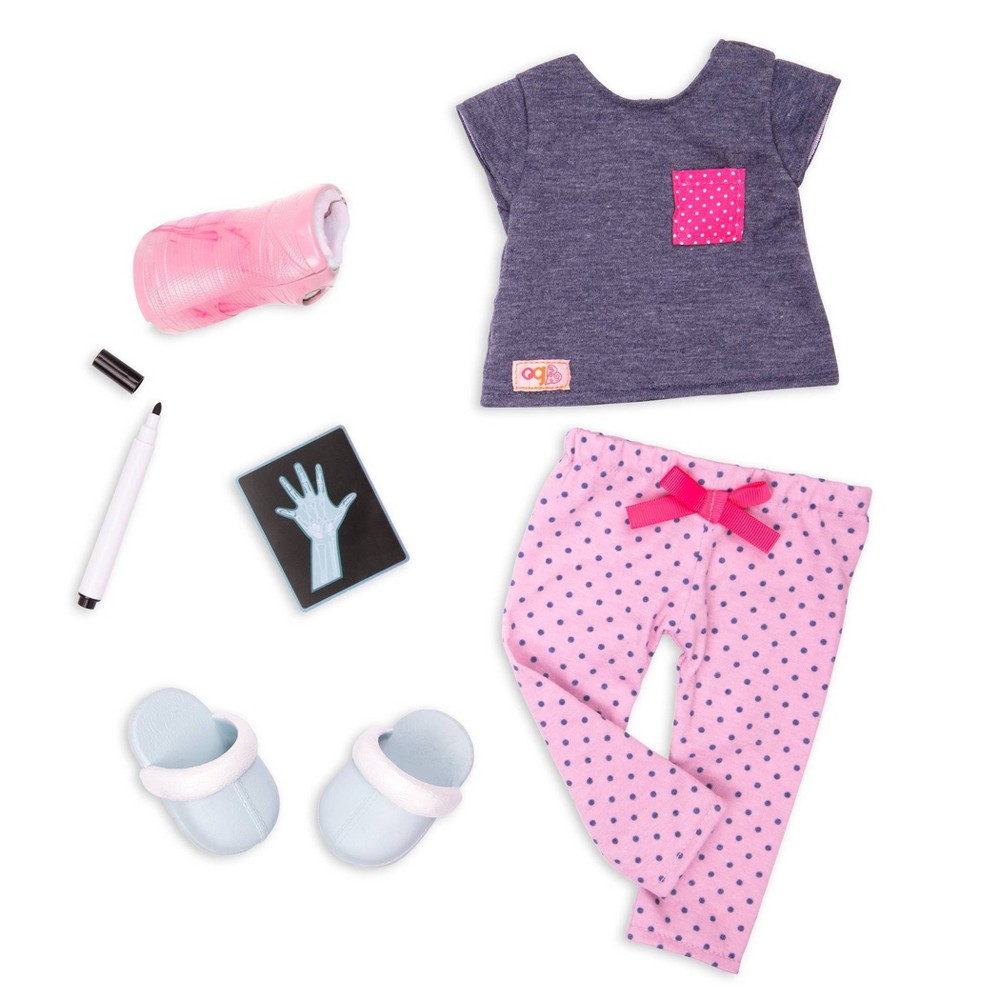 Our Generation Pajama Outfit with Arm Cast for 18" Dolls - Healing in Pink