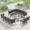ALAULM 14 Pieces Metal Patio Furniture Set Modern Metal Outdoor Conversation Sets, Patio Sectional Sofa w/5 Inch Cushion and Coffee Table, Black - 2 of 4