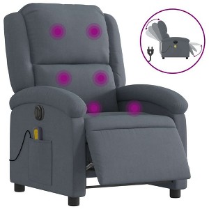 vidaXL Electric Massage Recliner Chair - Dark Gray Velvet, Automatic Adjustable Footrest/Backrest, Vibrating 6-Point Massage, Side Pocket - 1 of 4