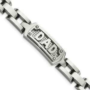Black Bow Jewelry Men's Stainless Steel Embossed DAD I.D. Bracelet, 8.5 Inch - 1 of 4