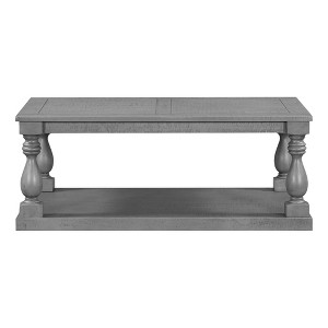 Vynxaria Series 47.24 in. Gray Oval Pine Veneer End Table with Artistic Vase Column Legs - 1 of 4