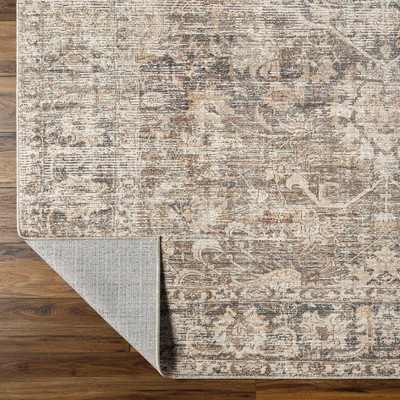 Beige and Tan Rectangular Polyester Area Rug