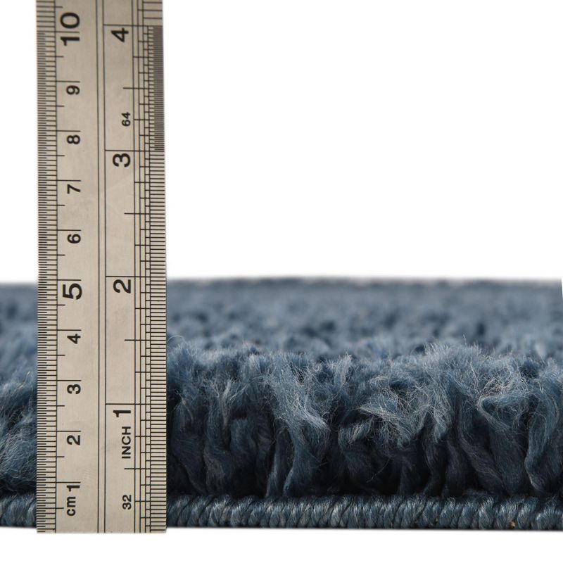 Unique Loom 4' 0 x 4' 0 Davos Shag Marine Blue Area Rug, 4 of 16