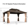 PURPLE LEAF Garden Bronze Double Roof Aluminum Frame Pavilion And Khaki Curtain  Outdoor Hardtop Gazebo - 2 of 4