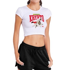 Women's Superman 2025 Krypto College Cap Sleeve Baby Rib Crop Top - 1 of 4