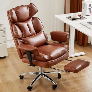 Executive PU Leather Chair: Ergonomic, Swivel, with Footrest - 1 of 4