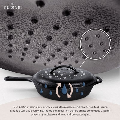 14-Piece Black Cast Iron Skillet Set with Lids and Red Silicone Handles