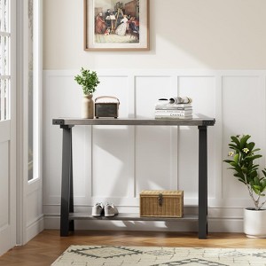2-Tier Console Table with Storage, Farmhouse 43.3" Entryway Table with Metal Frame and MDF, Narrow Sofa Table Behind the Couch for Living Room - 1 of 4