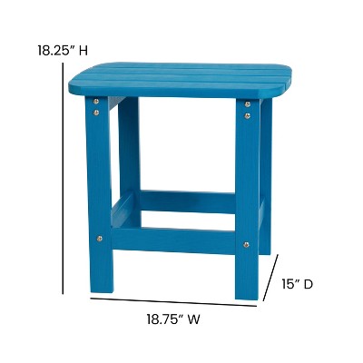 Blue Poly Resin Rectangular Adirondack Side Table