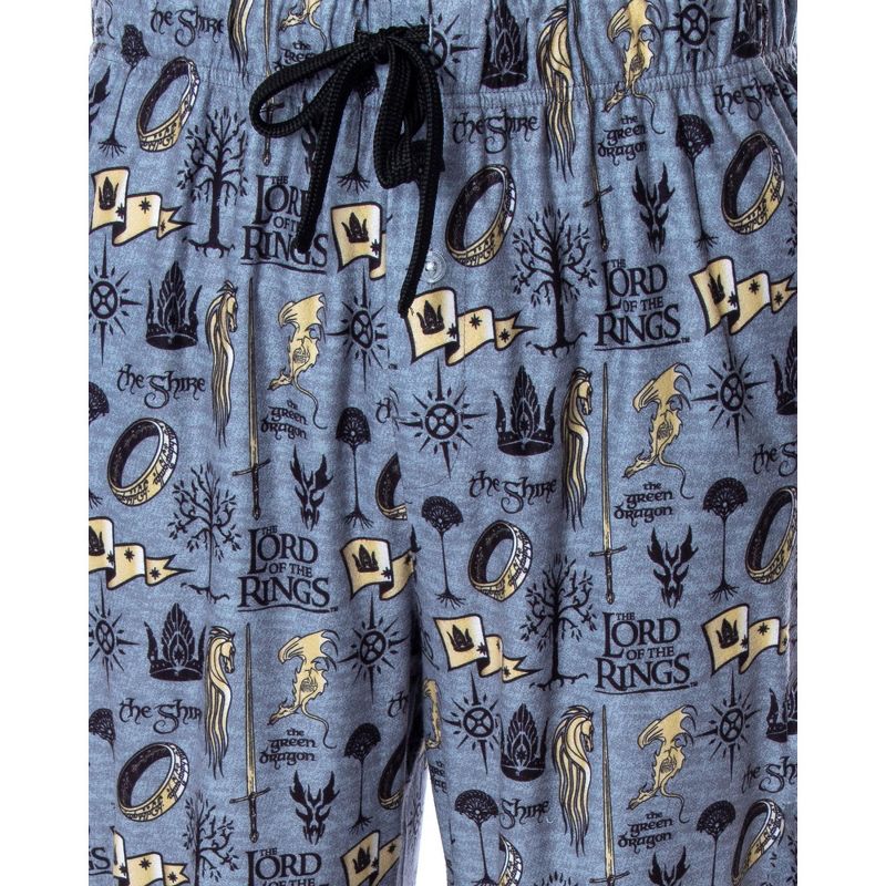 Lord of the Rings Men's Allover Pattern Adult Sleepwear Pajama Pants LOTR Grey, 3 of 6