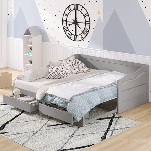 NicBex Twin Size Wooden Extendable Daybed with 2 Drawers for Bedroom,Living Room,Apartment - 1 of 4