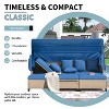 Whisen 4-Piece UV-Proof Resin Wicker Patio Sofa Set with Retractable Canopy, Cushions and Lifting Table - Blue - 3 of 4
