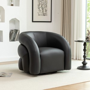 SEYNAR Modern Glam PU Leather 360 Degree Swivel Accent Armchair with Tufted Back - 1 of 4