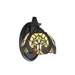 Toltec Lighting Zilo 1 - Light Sconce in  Matte Black with 7" Ivory Cypress Art Glass Shade - 1 of 1