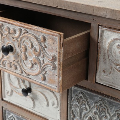 Rustic Black Farmhouse 8-Drawer Carved Accent Chest