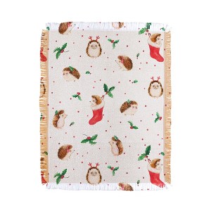 Ninola Design Hedgehog Yuletide 56"x46" Woven Throw Blanket - Deny Designs - 1 of 4