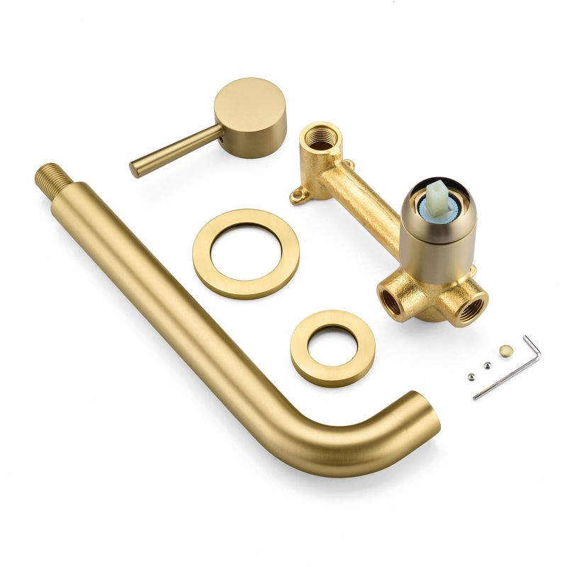 Sumerain Tub Filler Wall Mount Roman Tub Faucet Brushed Gold Single Left-Handed Handle, Brass Valve, 6 of 9