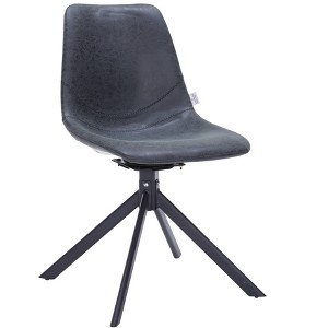 LeisureMod Markley Modern Leather Swival Dining Chair With Metal Legs - 1 of 4