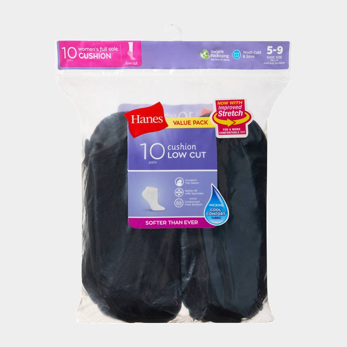 Hanes Women's 10pk Cushioned Low Cut Socks - 5-9 - thumbnail 2