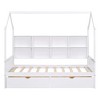 Wooden Twin Size House Bed With 2 Drawers, Storage Shelf Kids' Bed, Multifunctional Sky Roof House Bed Frame - 3 of 4