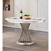 47 Inch Modern Style Round Dining Table, Table with High Gloss Top, Faux Marble Dining Table with Silver Stainless Steel Base-Cuddlewood - 2 of 4