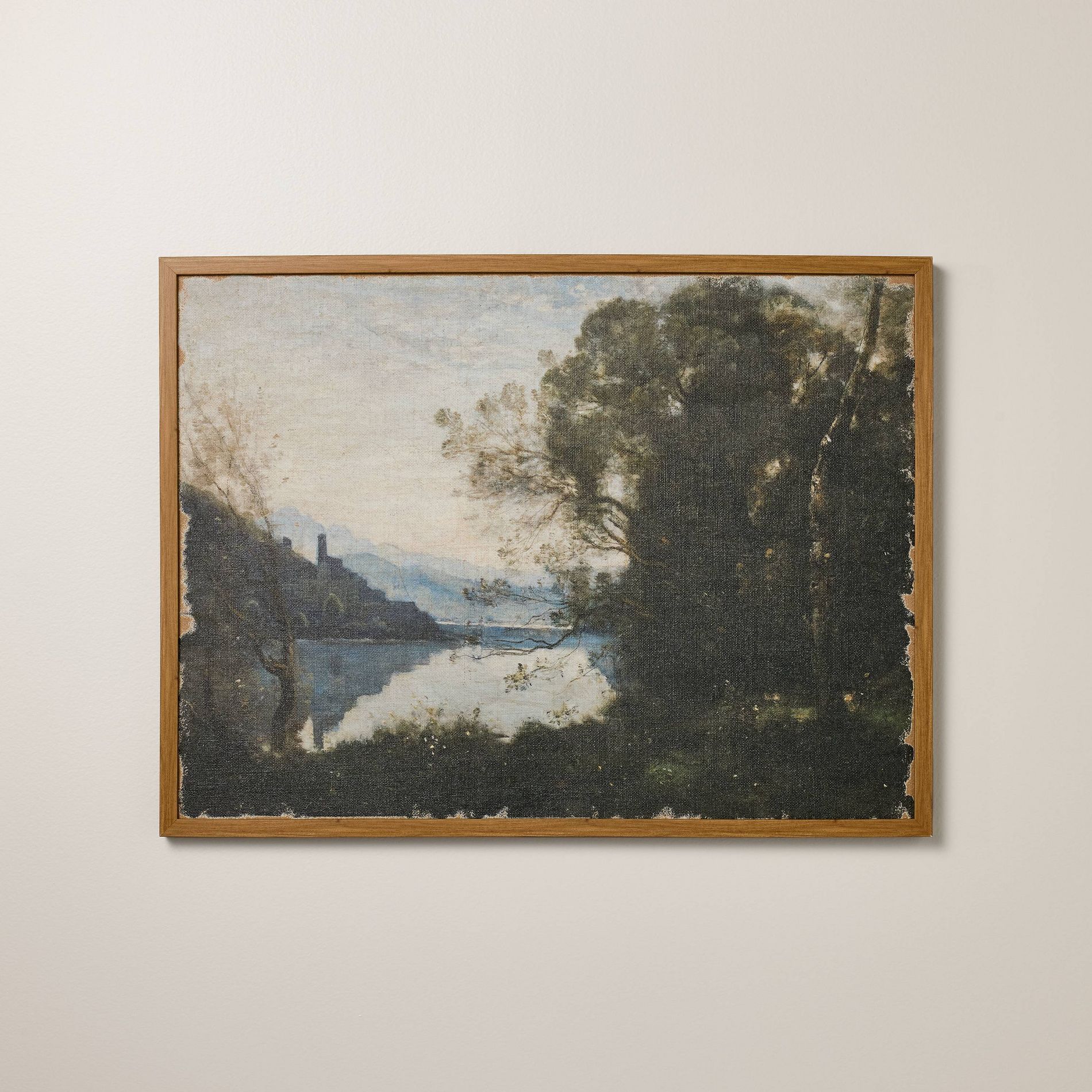 24"x32" Horizontal Landscape Lake Burlap Framed Wall Art - Hearth & Hand™ with Magnolia