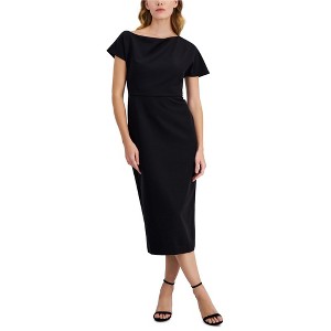 Anne Klein Womens Solid Boat Neck Cocktail Sheath Dress - 1 of 1