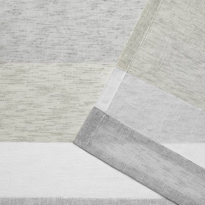 Dove Gray Light Filtering Striped Linen Look Curtain Panels, 54"x84"