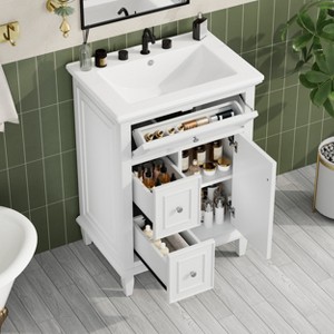 Whisen 24" Bathroom Vanity with Sink, Drawers & Adjustable Shelf - 1 of 4