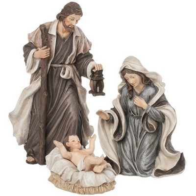 Sullivans Set of 3 Holy Family Nativity Figurines 6.25"H, 4.5"H & 2"H Gray