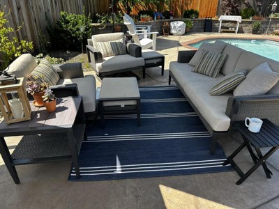 Stripe Outdoor Rug Navy - Threshold™ : Target