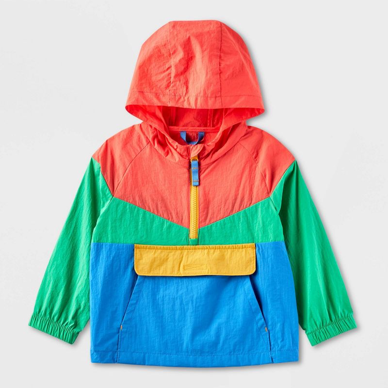 Toddler Unlined Colorblock Anorak Jacket - Cat & Jack™ Red, 1 of 7