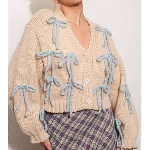 Women's Beloved Bow Chunky Knit Cardigan - Pretty Garbage - 1 of 4