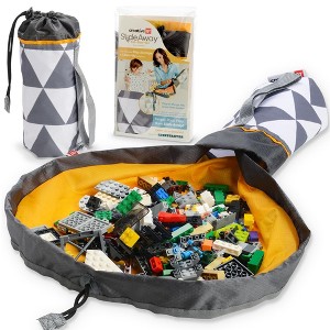 Creative QT SlideAway, On-The-Go Mini Storage Bag and Table Top Play Mat, Room and Travel Toy Organizer - Gray Triangle Print - 1 of 4
