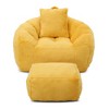 Giant Bean Bag Chair with Footstool, Oversized for Adults & Kids, Faux Fur Shell-Shaped - 2 of 4
