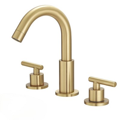 BWE 8 in. Widespread 2-Handle Mid-Arc Bathroom Faucet with Valve and cUPC Water Supply Lines