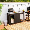 Outsunny Outdoor Grill Table with Stainless Steel Sink and Drainage, Grill Cart with Foldable Side Table, Cabinet, Wheel - 3 of 4