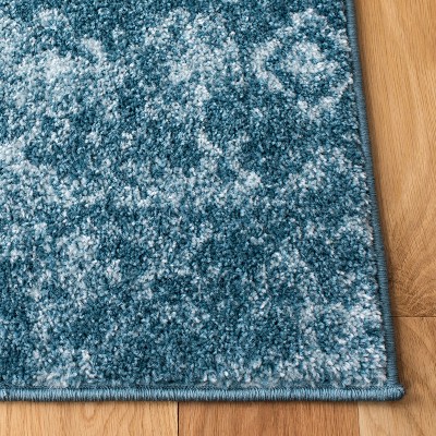 Turquoise Blue Synthetic Rectangular Boho Area Rug 5'3" x 7'6"