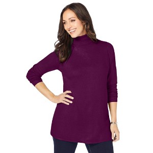 Jessica London Women's Plus Size Cotton Cashmere Turtleneck - 1 of 4