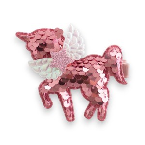 Summer Crystal - Winged Sequin Unicorn Hair Clip - 1 Pack - 1 of 4