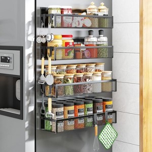 Attop Refrigerator Magnetic Spice Rack (4-Pack) – 8 Removable Hooks, Strong Magnet Shelves for Kitchen Organization - 1 of 4