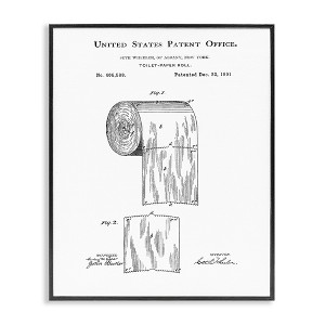 Stupell Industries Toilet Paper Roll Vintage Patent Minimal Black White, 24" x 30" - 1 of 4