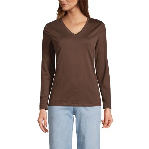 Lands' End Women's Relaxed Supima Cotton Long Sleeve V-Neck T-Shirt - 1 of 4