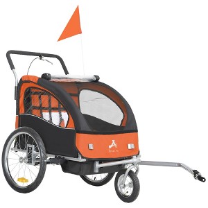 Aosom Elite 360 Swivel Bike Trailer for Kids Double Child Two-Wheel Bicycle Cargo Trailer With 2 Security Harnesses, Orange - 1 of 4